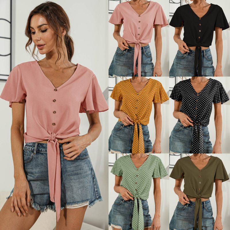 Summer Sexy V-neck Lace-up Top - Image 4