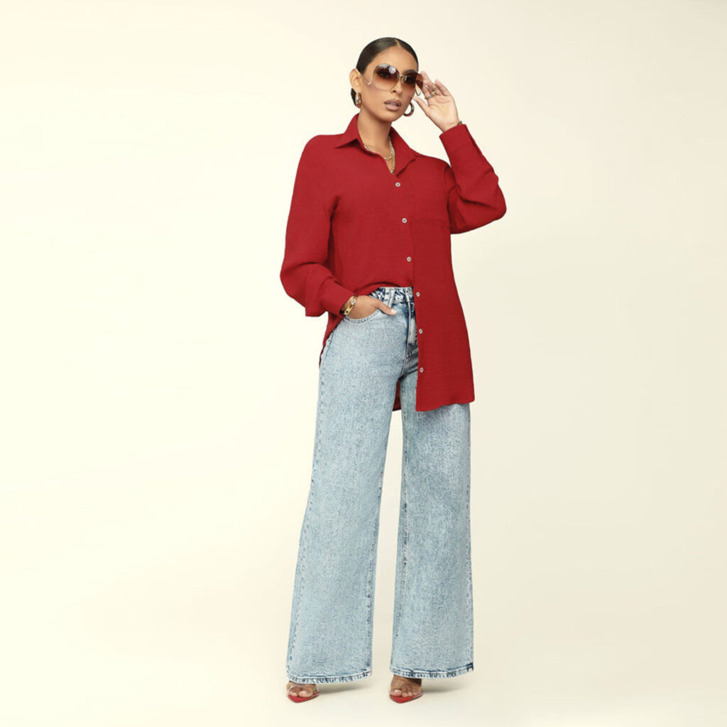 Fall Women Long Sleeve Solid Color Top Loose Casual Shirt Women - Image 2
