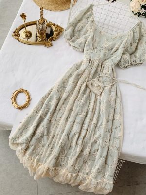 Summer Fairy Dress Women French Style Vintage Retro Chiffon Dress