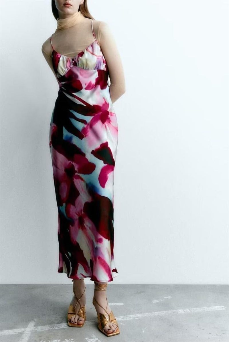 Women Clothing Summer Tie Dyed Underwear Wrapped Chest Slim Strap Dress - Image 2