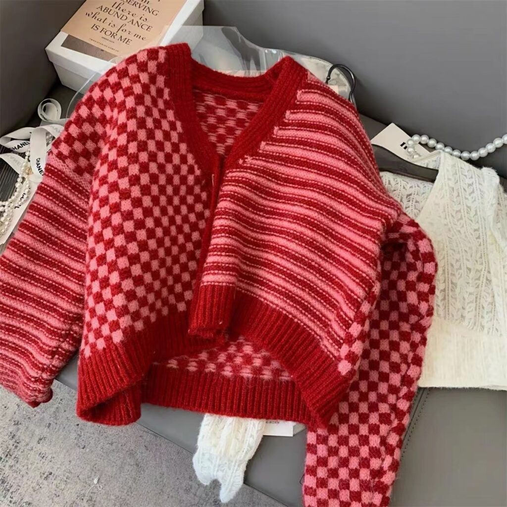 Women Spring Fall Stripe Long Sleeve Casual Short Cardigans - Image 7