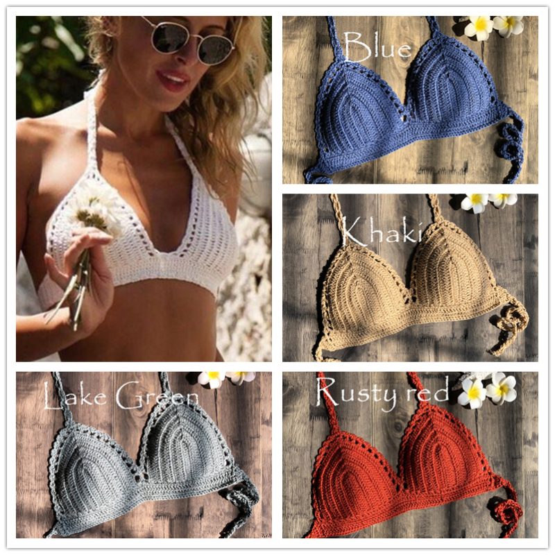 Hand Crocheting Knitting Bikini Wrapped Chest Lady Sexy All-Match Spring Split Swimsuit - Image 5