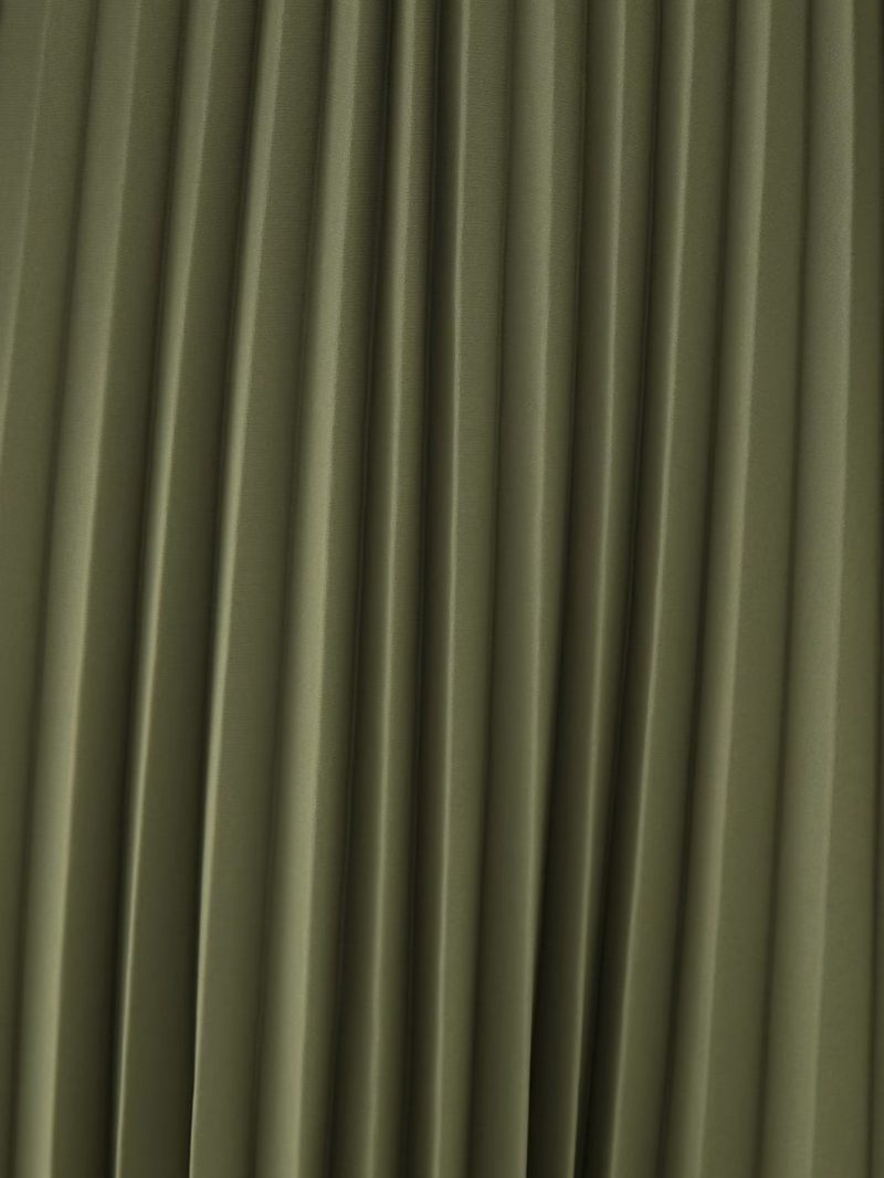 Women Clothing Winter V neck Belt Pleated Dress - Image 7