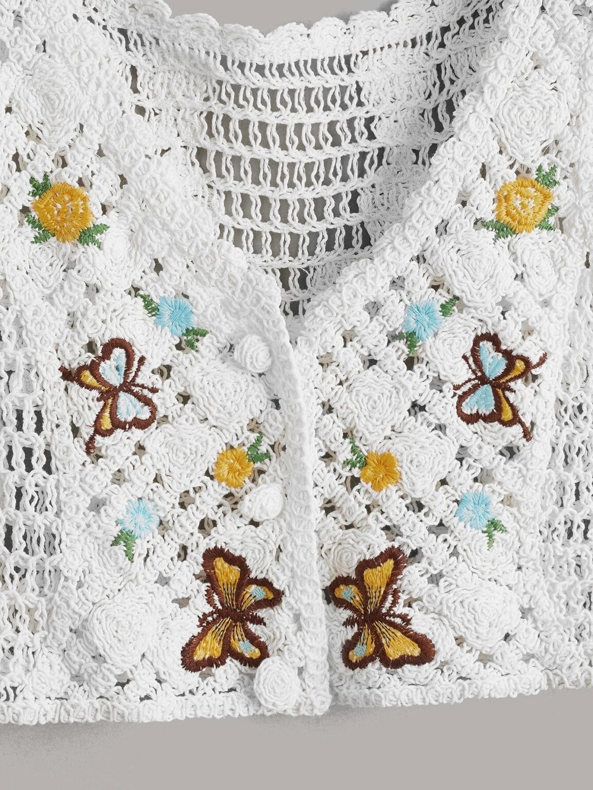 Women Summer Crochet Solid Sleeveless Graphic Vest - Image 4