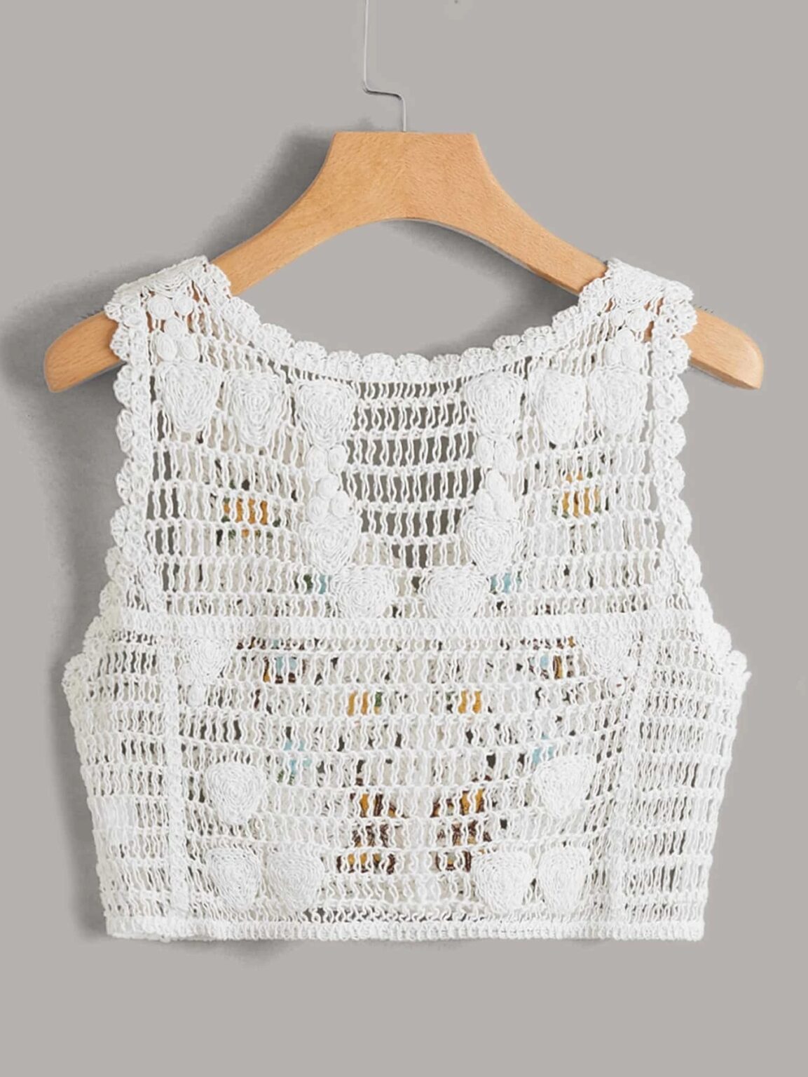 Women Summer Crochet Solid Sleeveless Graphic Vest - Image 5