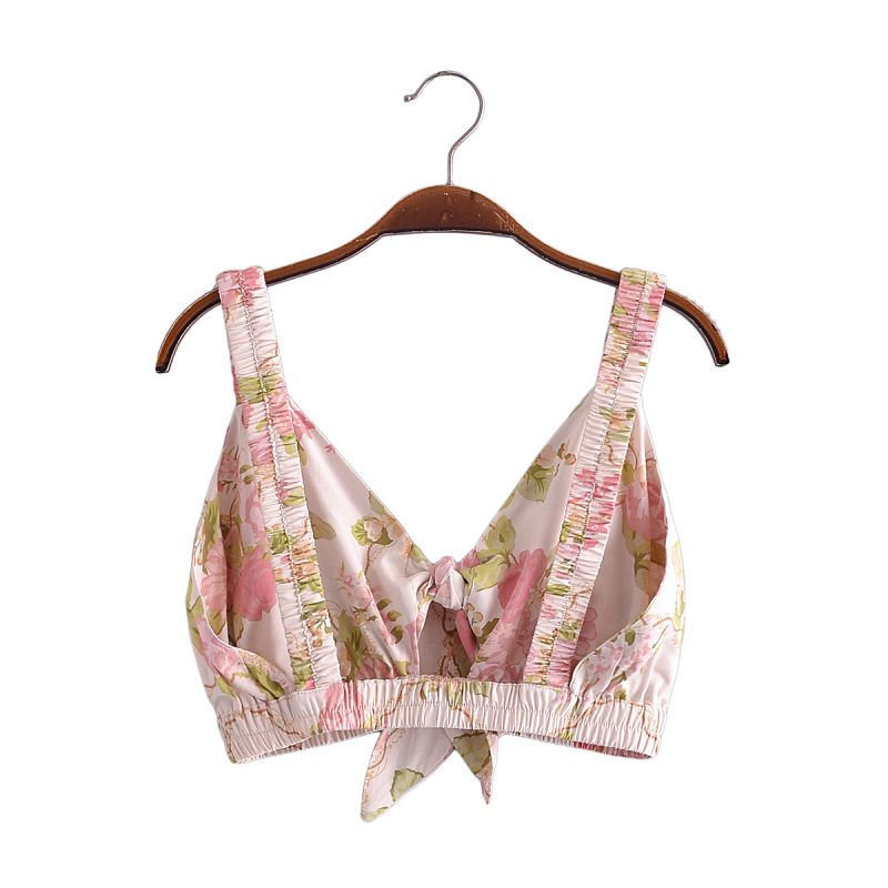F00168970 Sexy Lace Printed Steel Vest Lace Up The Chest - Image 5
