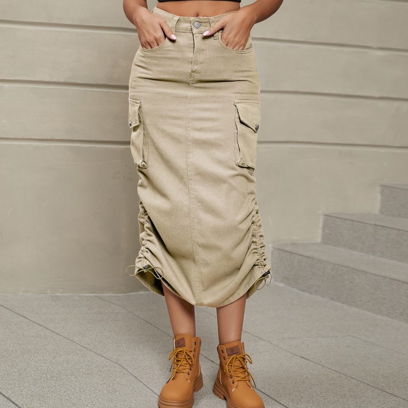 Women Clothing Denim Skirt Casual Mid Length Skirt - Image 2