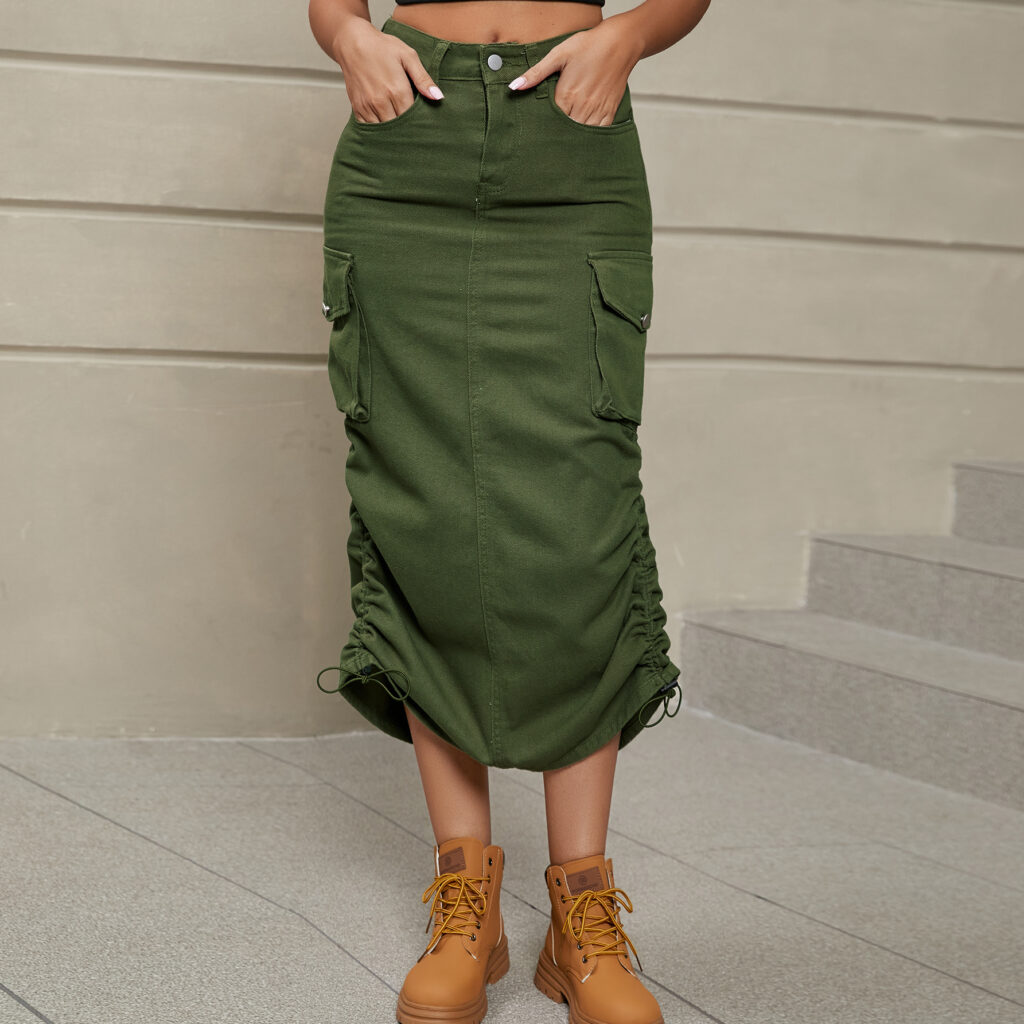 Women Clothing Denim Skirt Casual Mid Length Skirt - Image 3