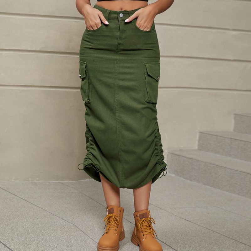 Women Clothing Denim Skirt Casual Mid Length Skirt - Image 3