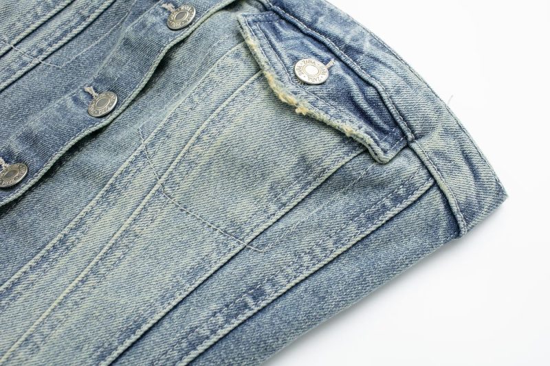 Early Autumn Women's Clothing Denim Corset Single Breasted Cropped Small Top - Image 8