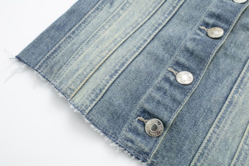 Early Autumn Women's Clothing Denim Corset Single Breasted Cropped Small Top - Image 9