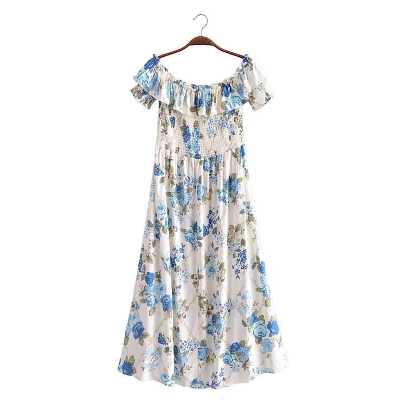 Women Clothing Waist Elastic Strap Dress Beach Dress - Image 2