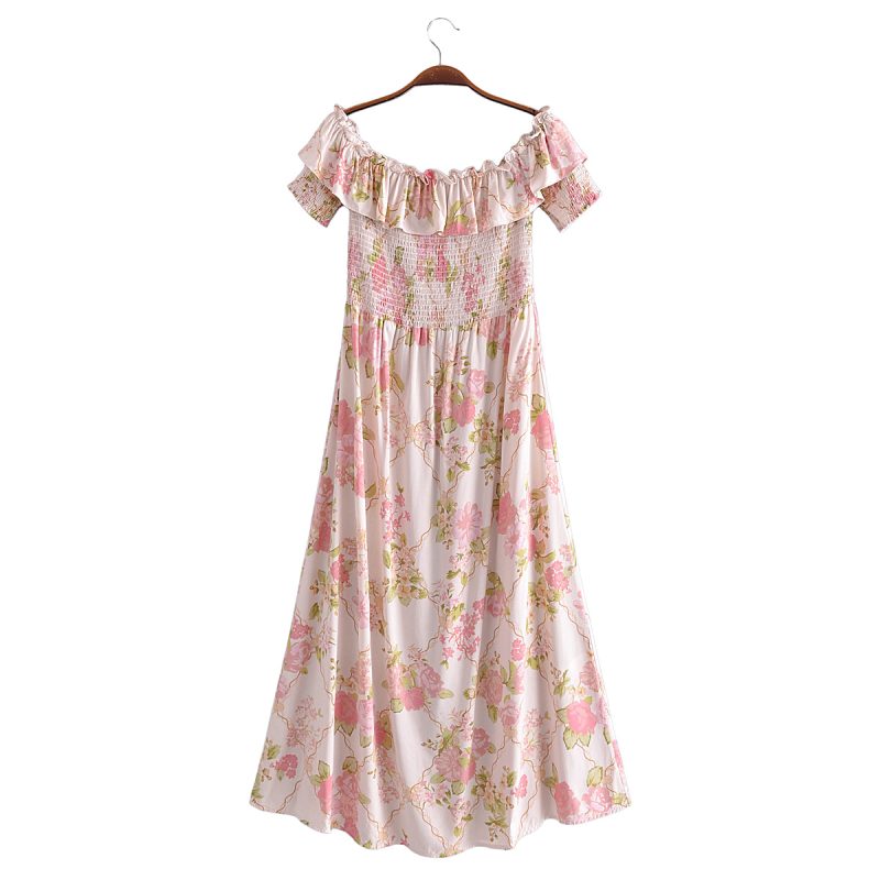Women Clothing Waist Elastic Strap Dress Beach Dress - Image 3