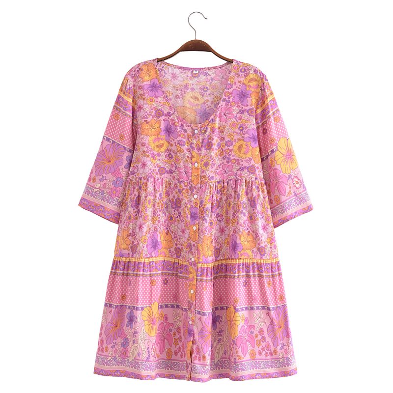 Fall Women Bohemian Printed Dress Large Swing - Image 4
