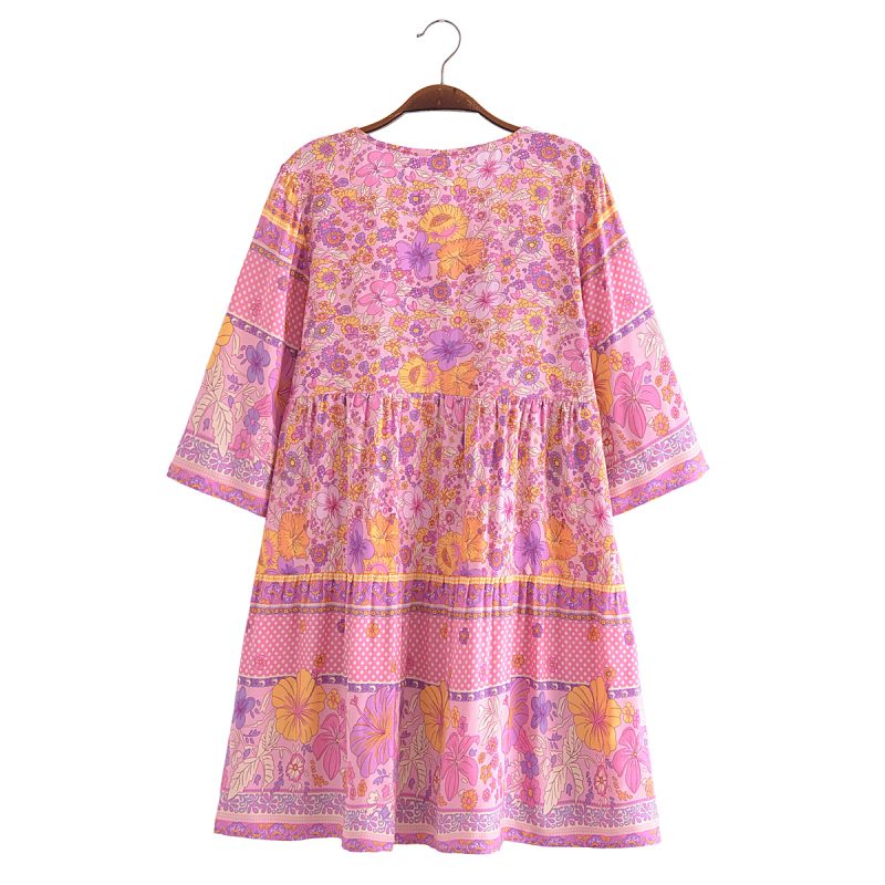 Fall Women Bohemian Printed Dress Large Swing - Image 5