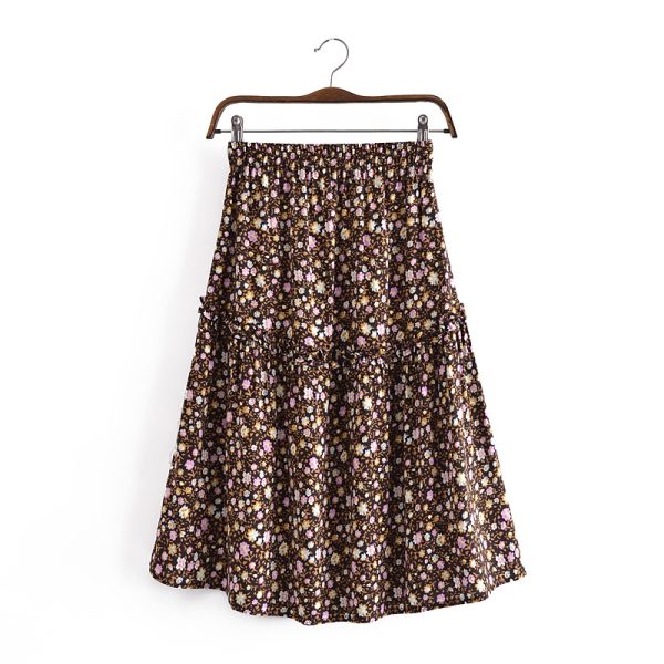 Skirt Summer High Waist One Piece Dotted Printed Fringed Skirt - Image 3