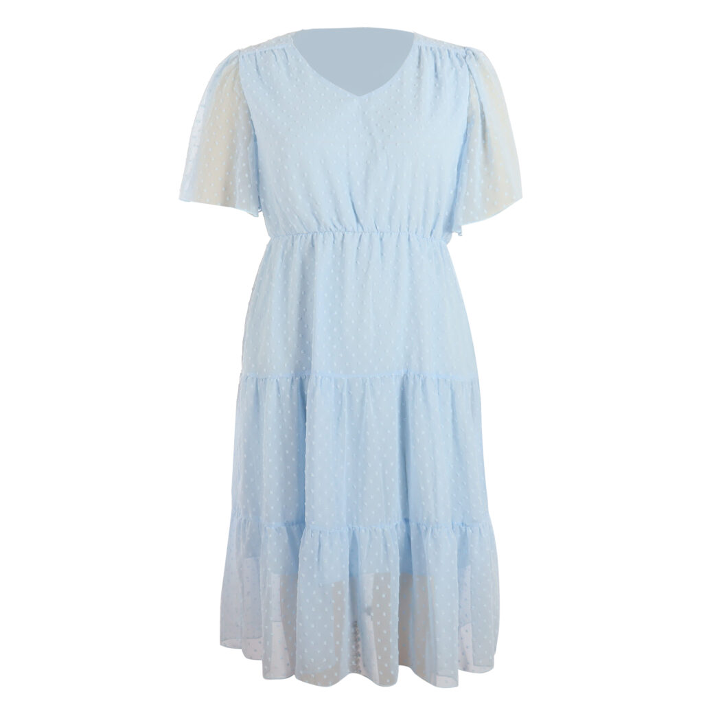 Plus Size Women Clothing Solid Color Casual Holiday Dress Chiffon Vacation Elegant Mid Length Dress - Image 2