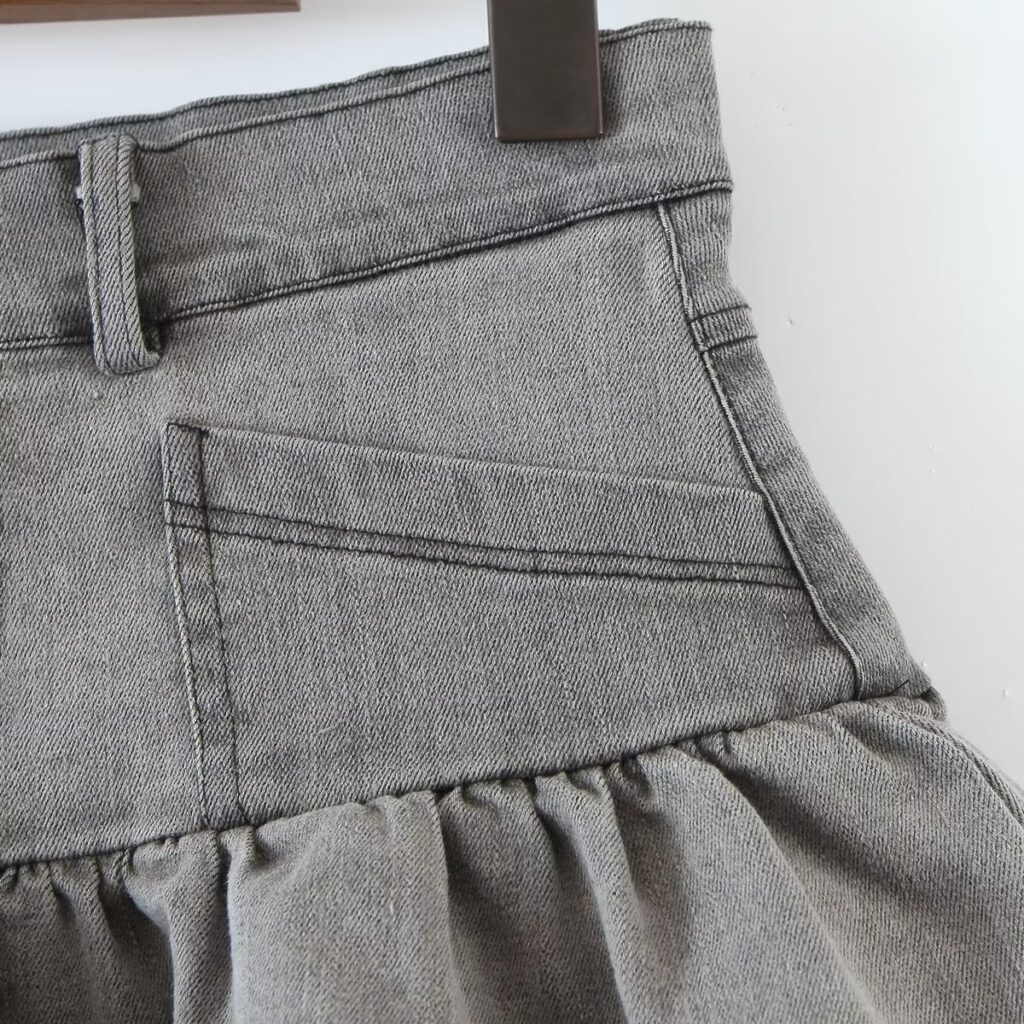 Summer Sexy High Waist Denim Skirt Retro Design Wooden Ear Puffy Cake A line Miniskirt - Image 7
