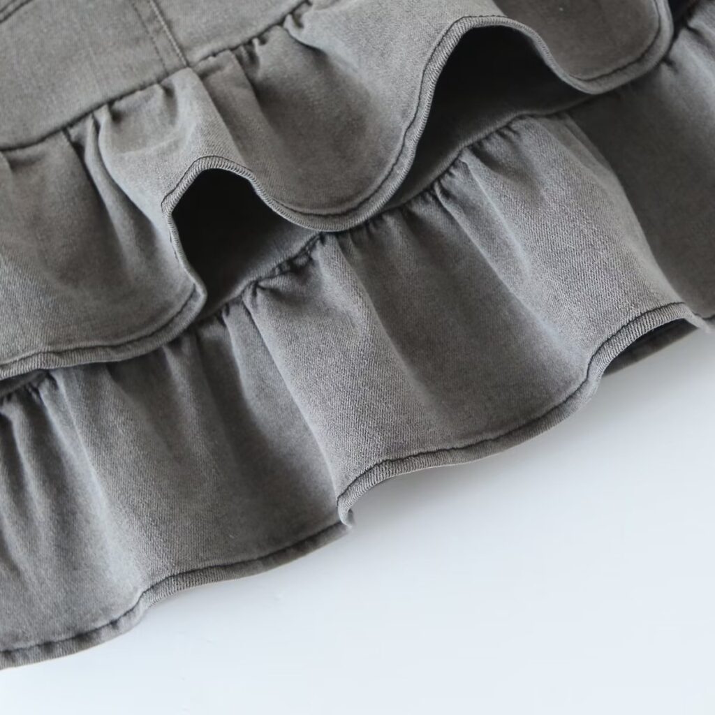 Summer Sexy High Waist Denim Skirt Retro Design Wooden Ear Puffy Cake A line Miniskirt - Image 8