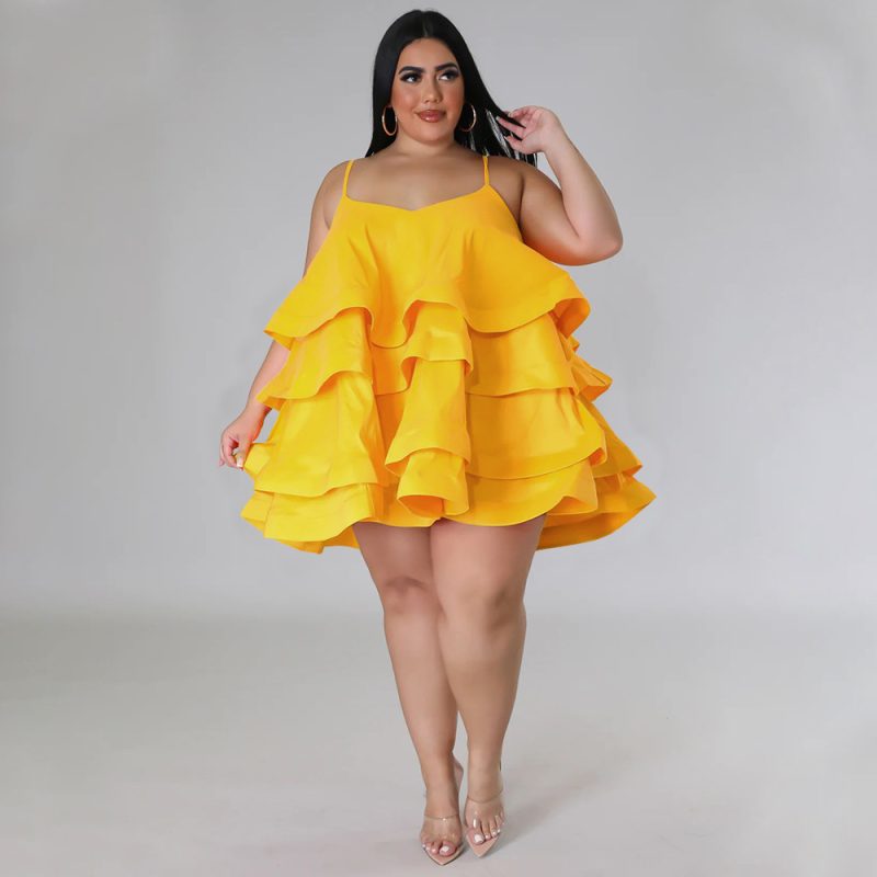 Women Clothes Sexy Sleeveless Ruffled Adjustable Shoulder Strap Dress Women - Image 3