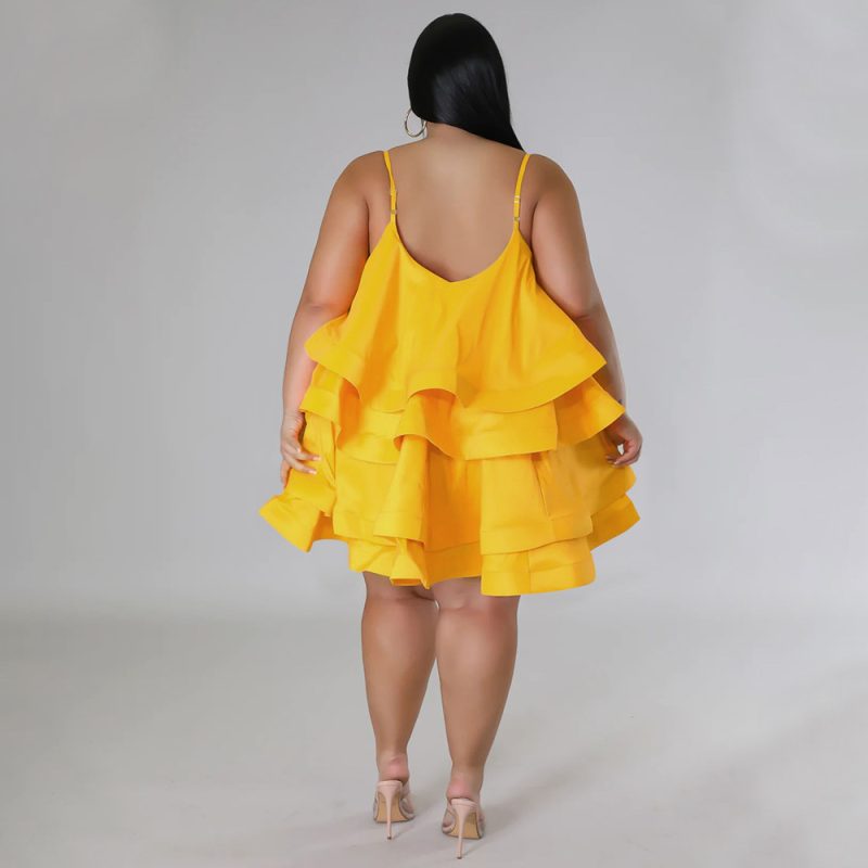 Women Clothes Sexy Sleeveless Ruffled Adjustable Shoulder Strap Dress Women - Image 4