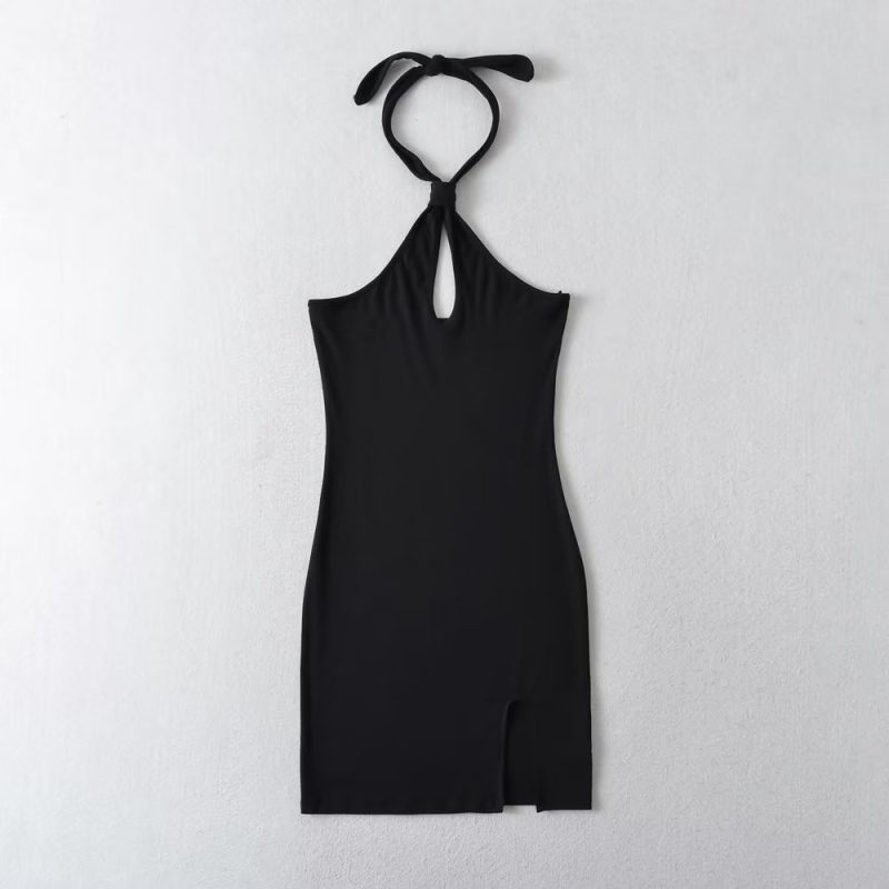Spring Summer Sexy Halter Off The Shoulder Slim Dress Backless Hip Dress - Image 4