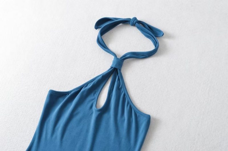 Spring Summer Sexy Halter Off The Shoulder Slim Dress Backless Hip Dress - Image 7