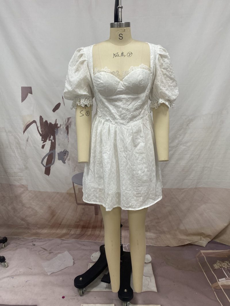 Spring Summer Women Clothing Short Sleeve Dress Slim Princess Dress - Image 6