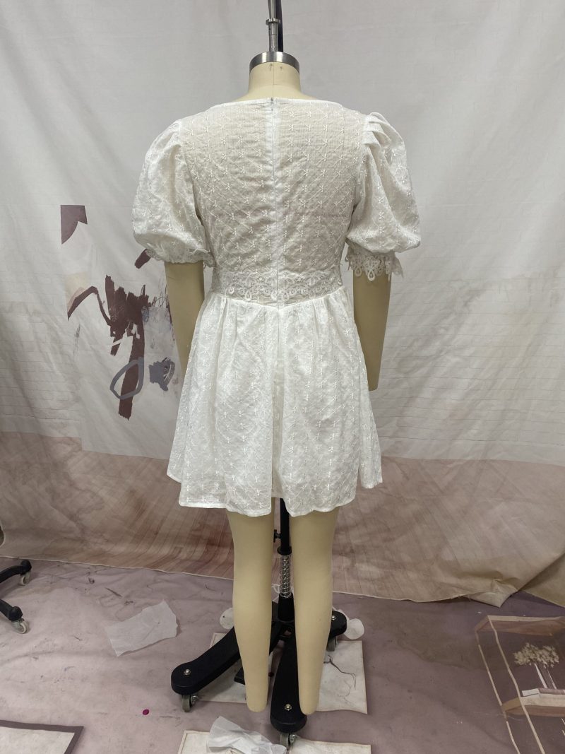 Spring Summer Women Clothing Short Sleeve Dress Slim Princess Dress - Image 8