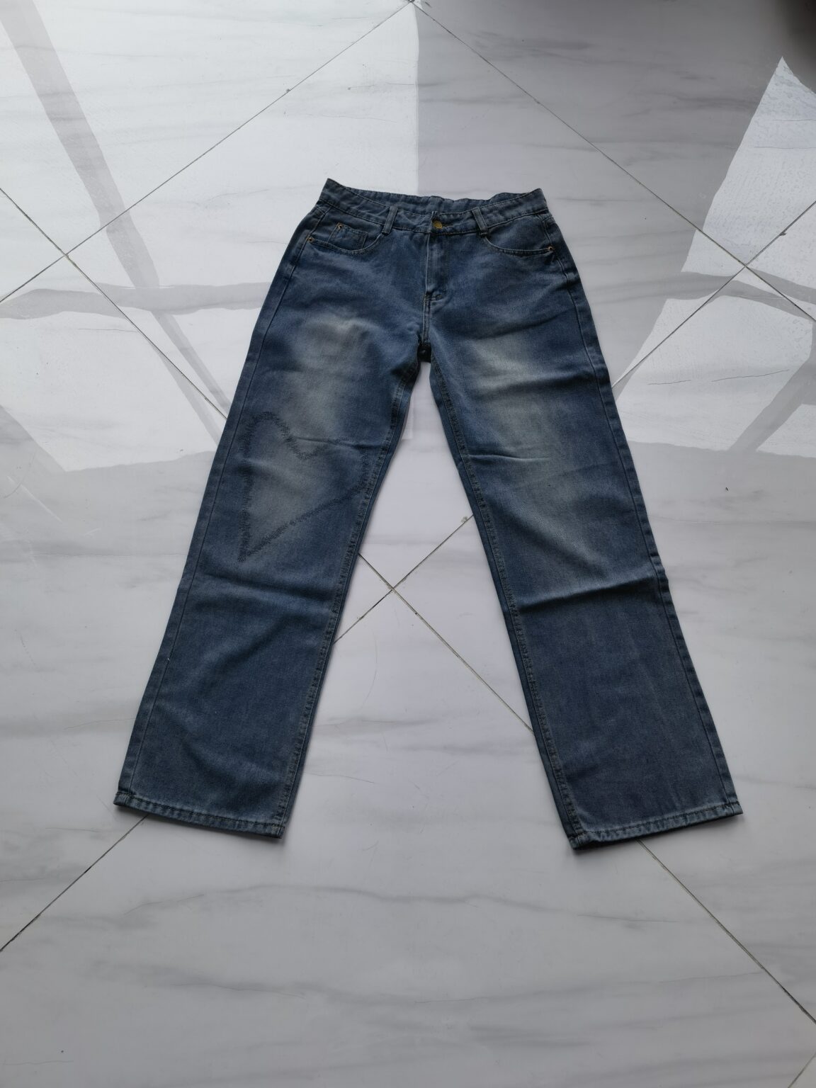 Women Wide Leg Vintage Print Loose Jeans Girls - Image 5