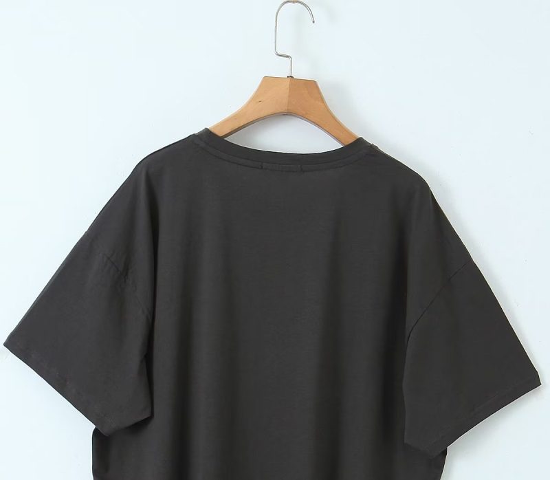 Summer Women round Neck Short Sleeve Long Pattern Direct Printed T shirt - Image 3
