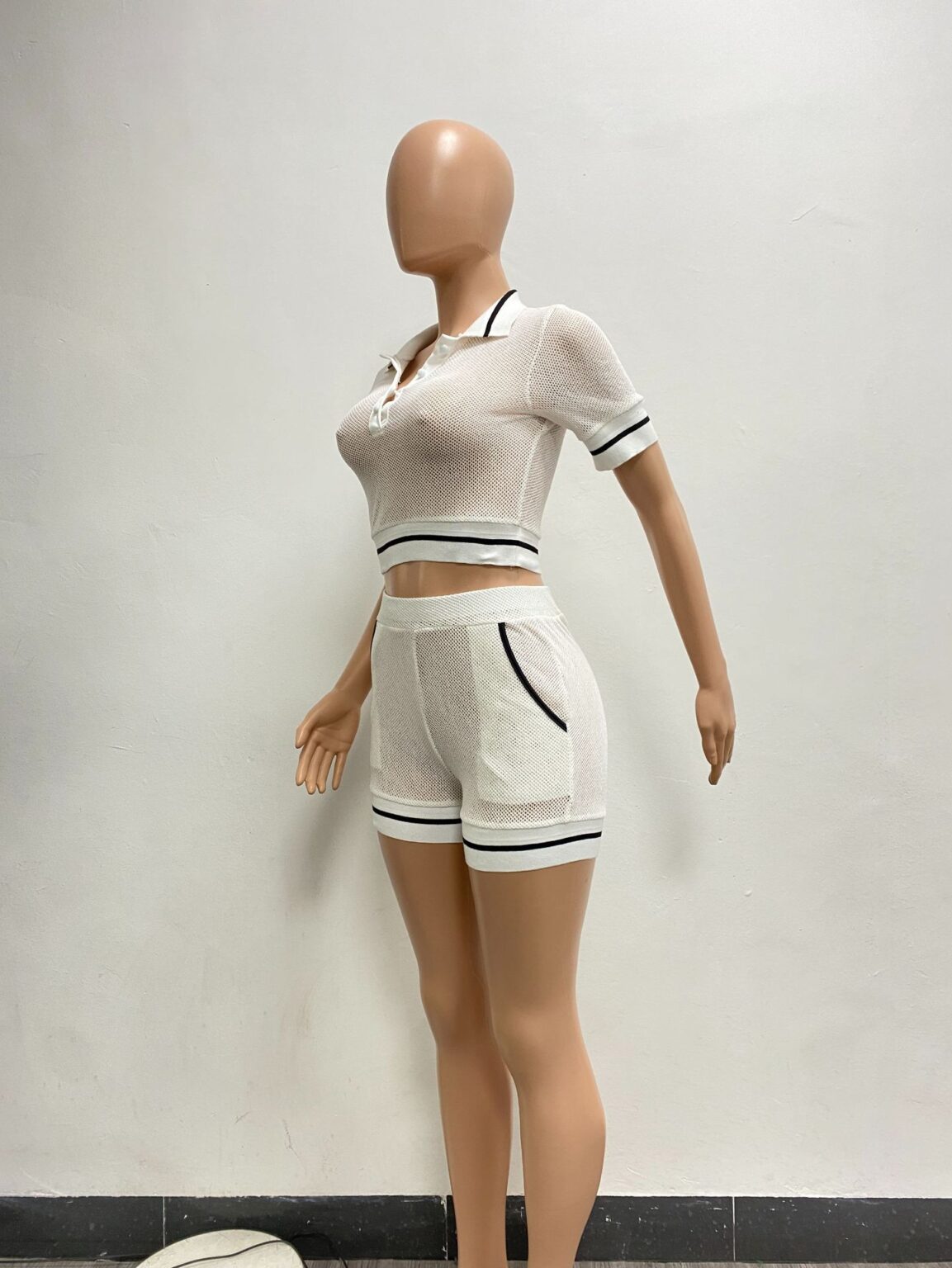 Urban Knitted Stitching Thread Collared Casual Suit - Image 5