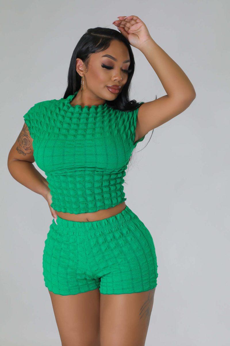 Casual Sleeveless Popcorn Fabric Two Piece Suit - Image 3