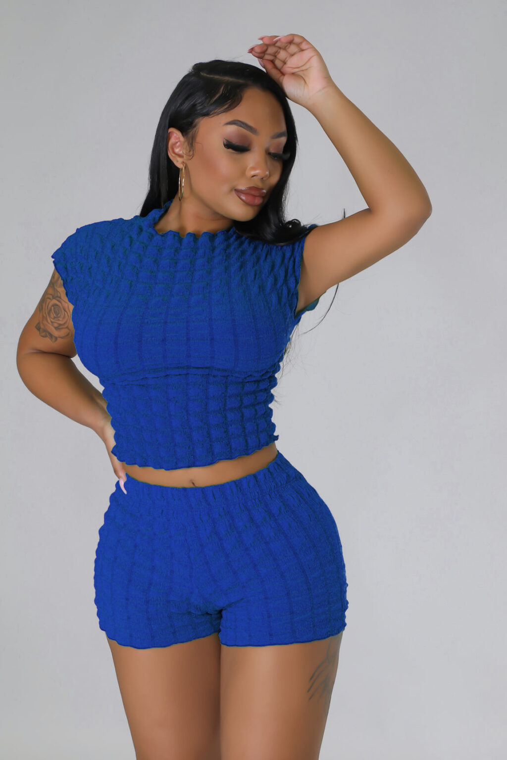 Casual Sleeveless Popcorn Fabric Two Piece Suit - Image 6