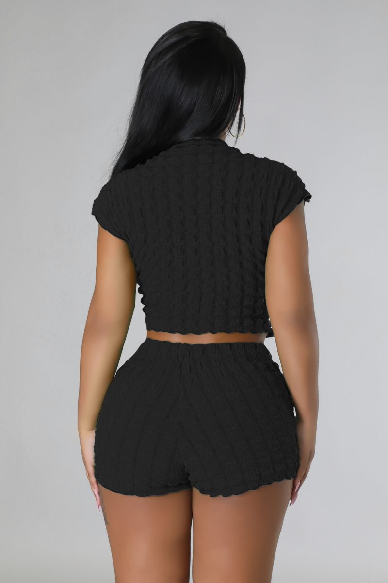 Casual Sleeveless Popcorn Fabric Two Piece Suit - Image 8