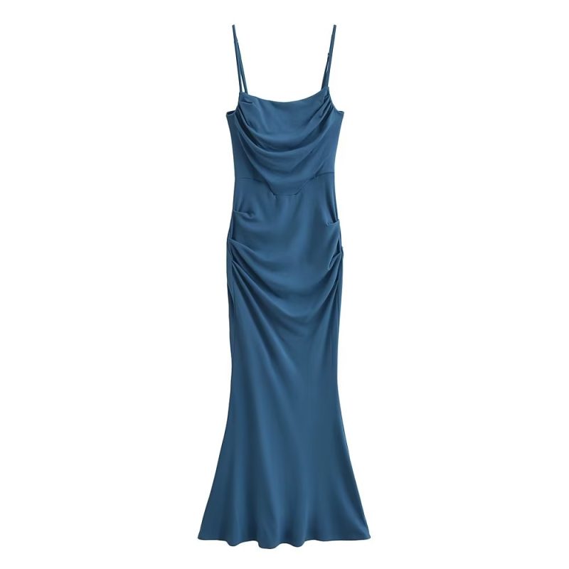 Sexy Sexy Pleated Boning Corset Strap Dress Summer Waisted Slim Fit Package Hip Dress - Image 4