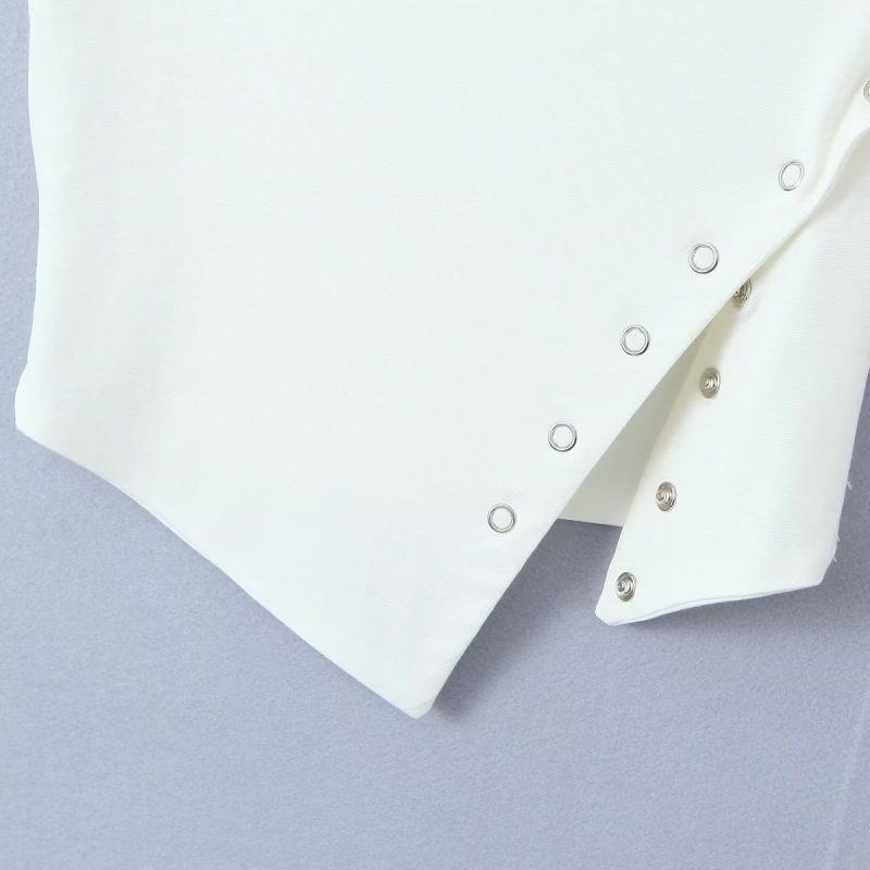 Women Clothing Spring Summer Solid Color Sleeveless One Shoulder Irregular Asymmetric Slit Women Top - Image 12