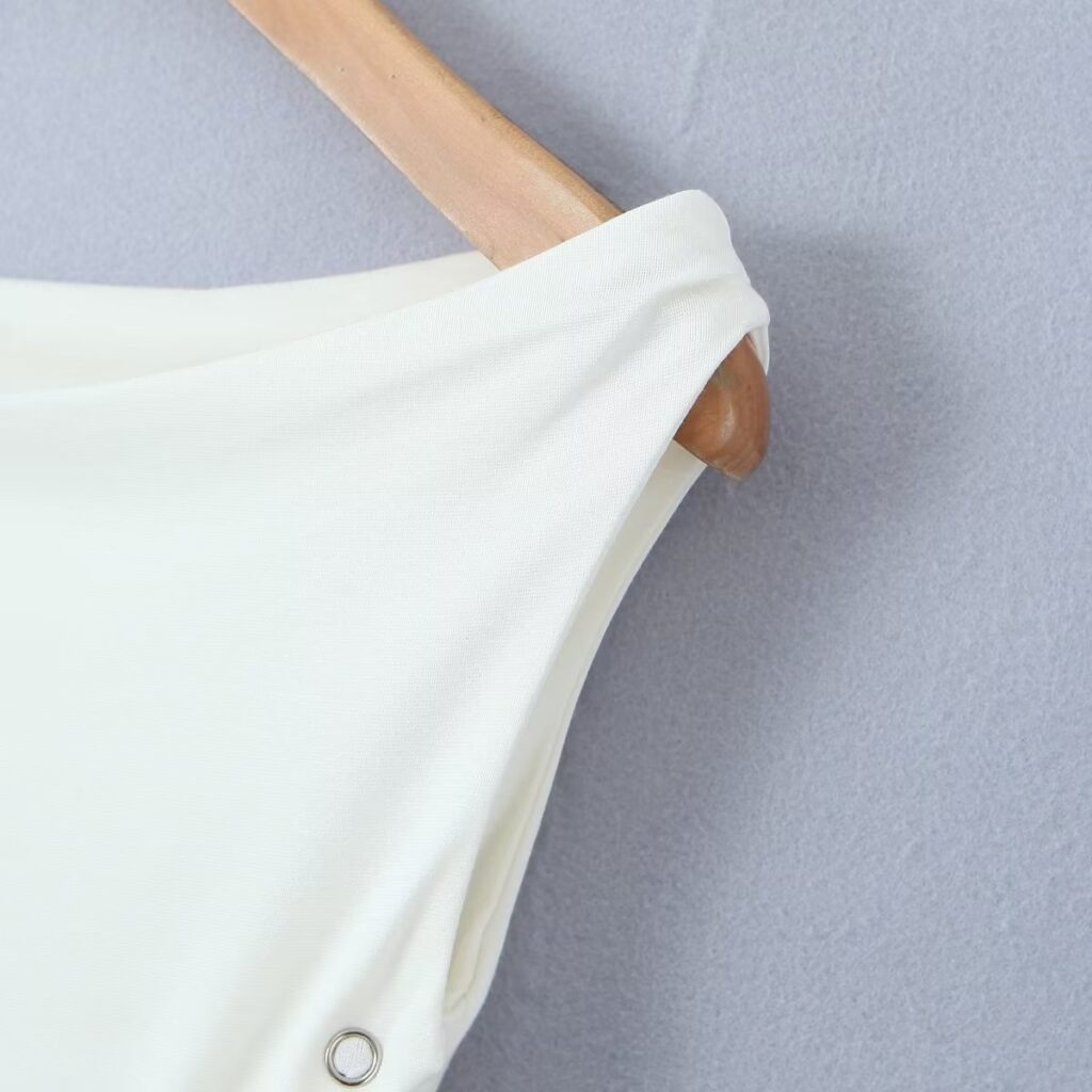 Women Clothing Spring Summer Solid Color Sleeveless One Shoulder Irregular Asymmetric Slit Women Top - Image 13