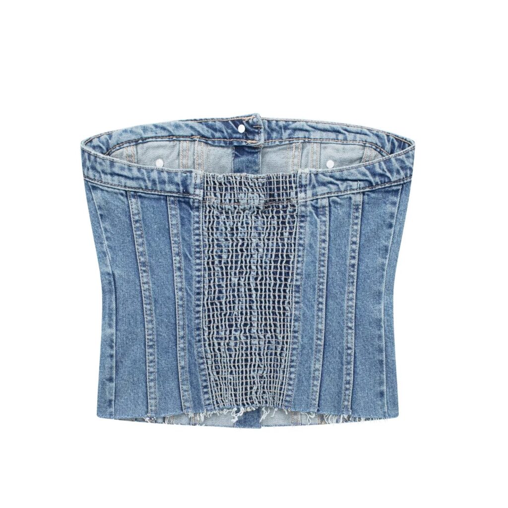Corset Denim Tube Top Sexy Inner Wear Early Spring Breasted Design Women Clothing - Image 12
