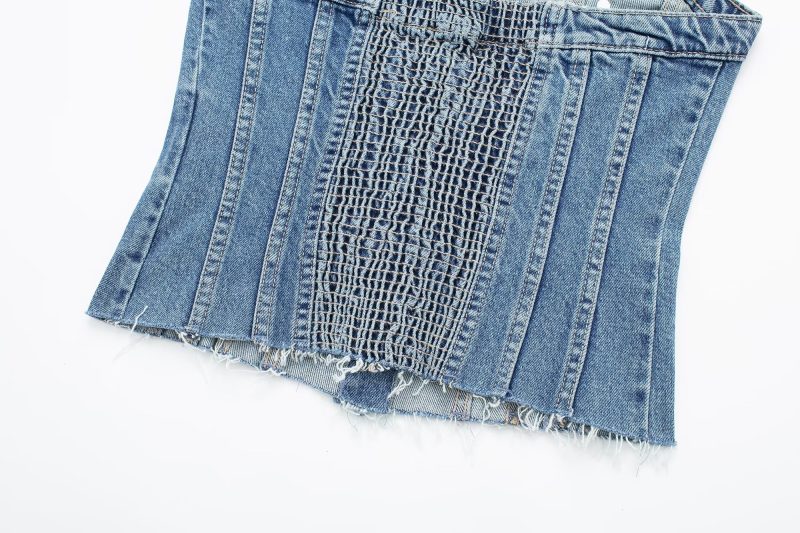 Corset Denim Tube Top Sexy Inner Wear Early Spring Breasted Design Women Clothing - Image 14
