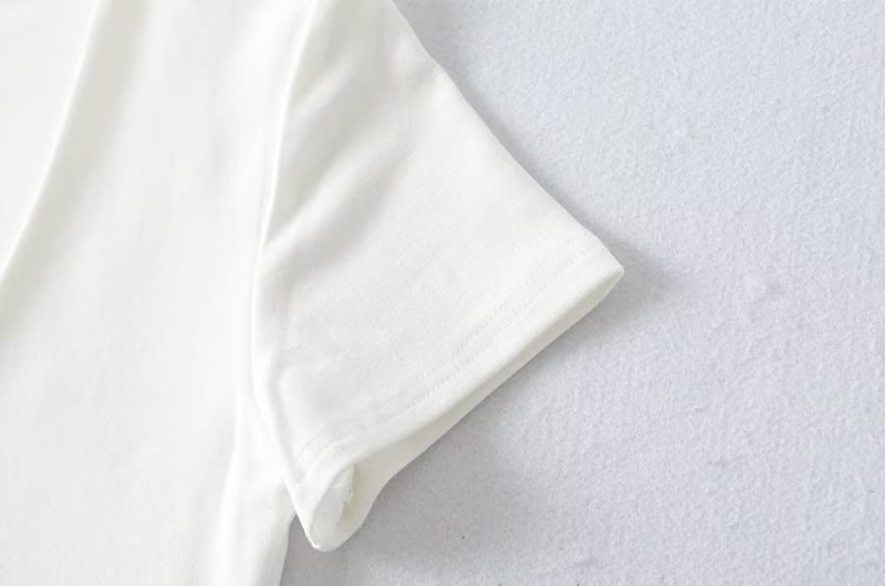 Solid Color V neck Tight Short Sleeved T shirt Women Summer Sexy Cropped Slim Fit Crop-Top - Image 10