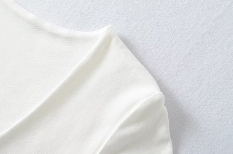 Solid Color V neck Tight Short Sleeved T shirt Women Summer Sexy Cropped Slim Fit Crop-Top - Image 11