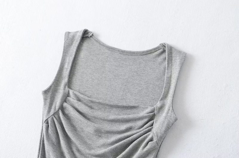 Sexy Wear Square Collar Pleated Vest Women Summer Sexy with Chest Pad Slim Fit Sleeveless Inner Match Top - Image 12