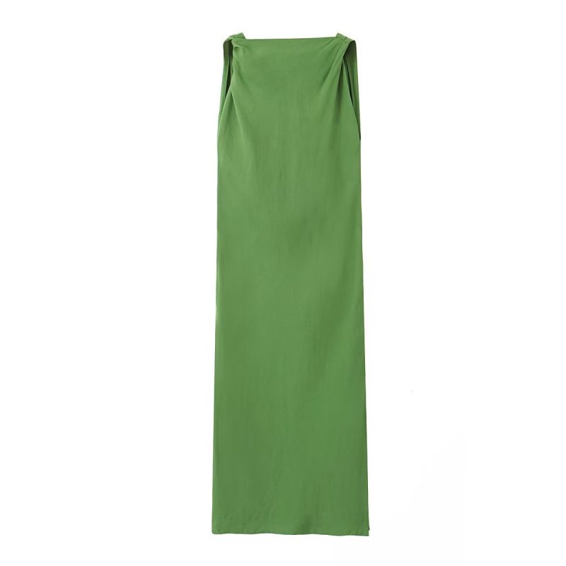 Summer Women Clothing Silk Satin Texture Midi Dress - Image 3