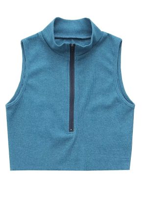 Spring Zipper Pullover Small Turtleneck Zipper Slim Fit Sexy Sleeveless T Shirt Top