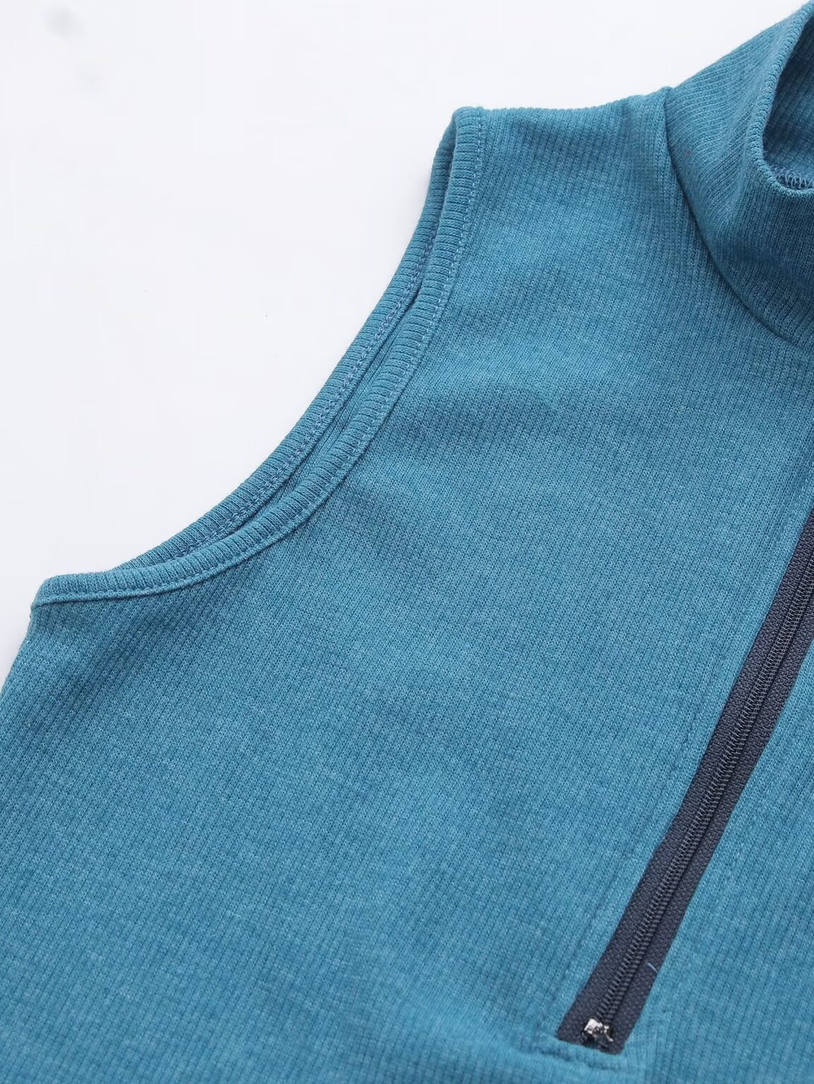 Spring Zipper Pullover Small Turtleneck Zipper Slim Fit Sexy Sleeveless T Shirt Top - Image 4