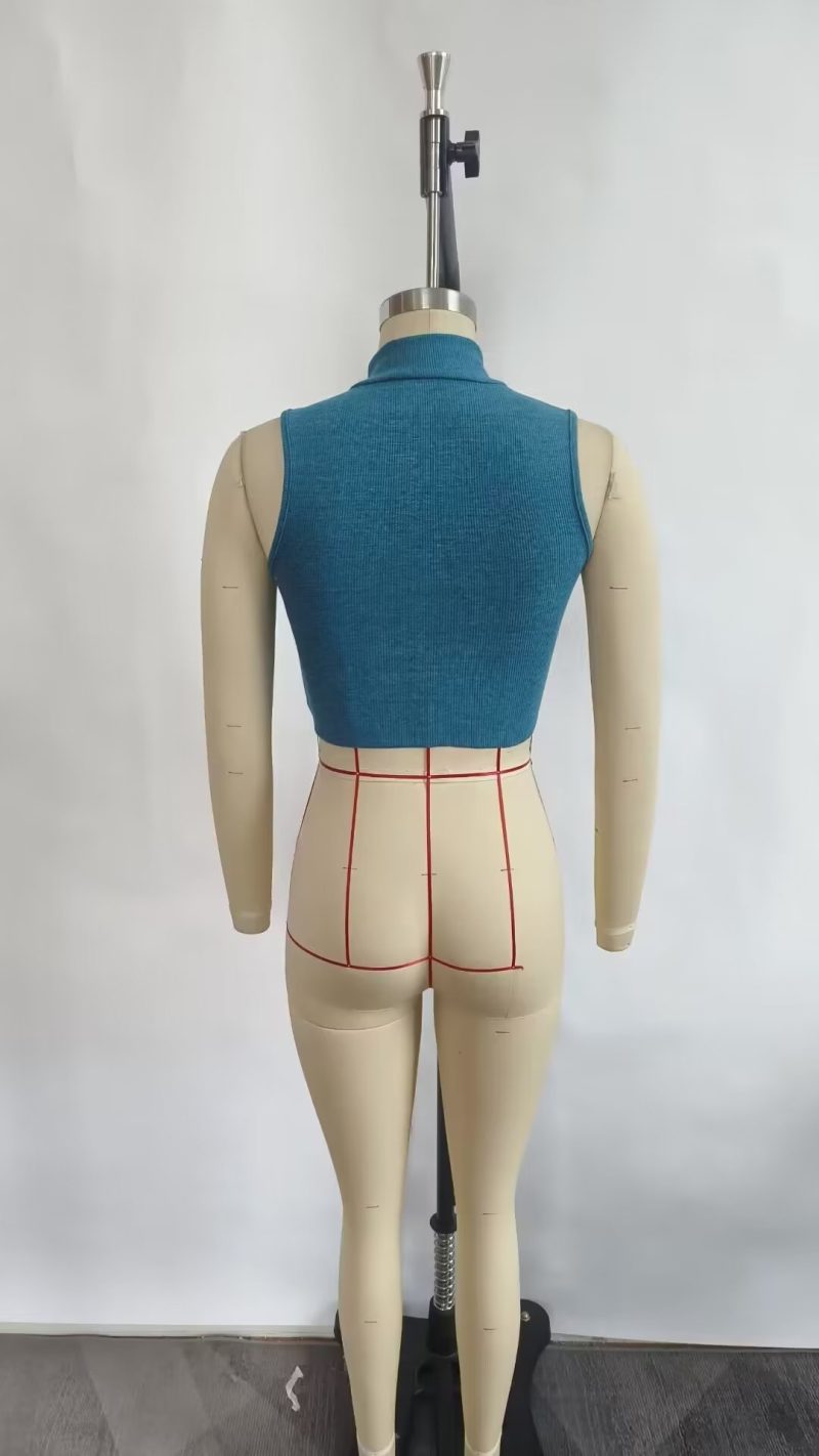 Spring Zipper Pullover Small Turtleneck Zipper Slim Fit Sexy Sleeveless T Shirt Top - Image 13