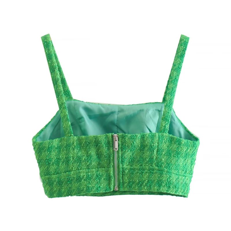 Women Clothing Summer Knitted Top Candy Color with Artificial Pearl Applique Small Sling Women - Image 4