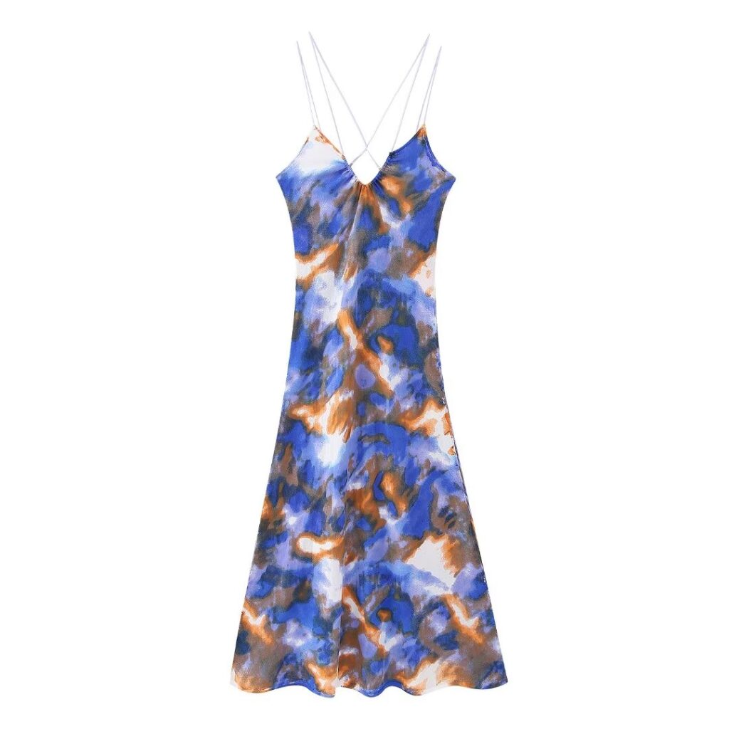 Women Sexy Tie Dyed Knitted Cami Dress - Image 3