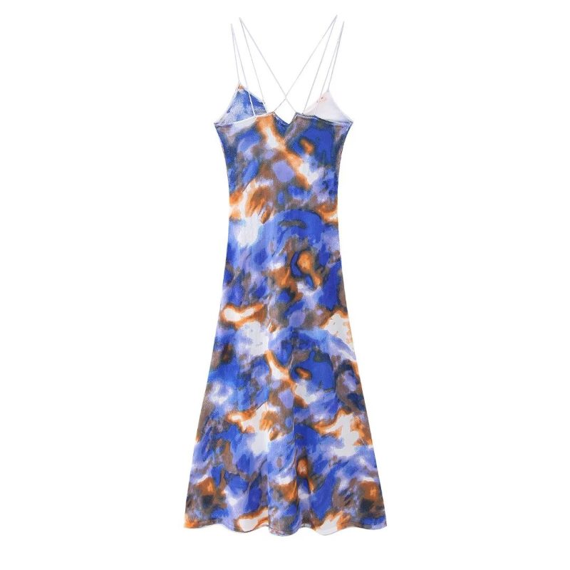 Women Sexy Tie Dyed Knitted Cami Dress - Image 4